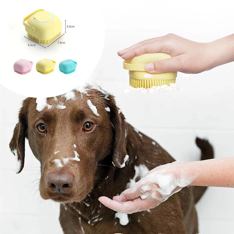 Silicone Dog Bath Massage Gloves Brush Pet Cat Bathroom Cleaning Tool Comb Brush For Dog Can Pour Shampoo