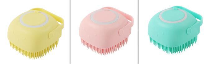 Silicone Dog Bath Massage Gloves Brush Pet Cat Bathroom Cleaning Tool Comb Brush For Dog Can Pour Shampoo