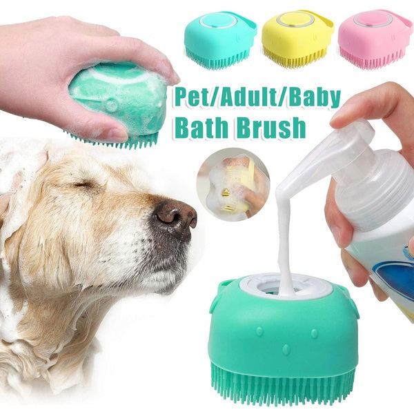 Silicone Dog Bath Massage Gloves Brush Pet Cat Bathroom Cleaning Tool Comb Brush For Dog Can Pour Shampoo