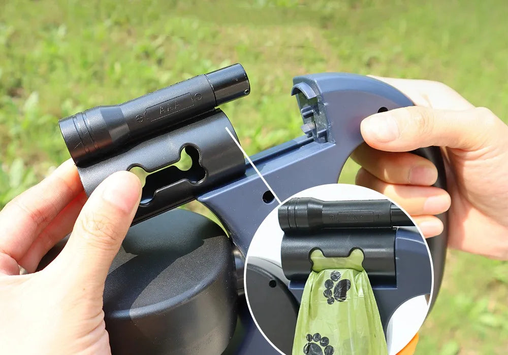 3M Double Long Multifunctional Dog Led Leash Waterproof Tangle Free Rope Retractable Dog Leash with Light