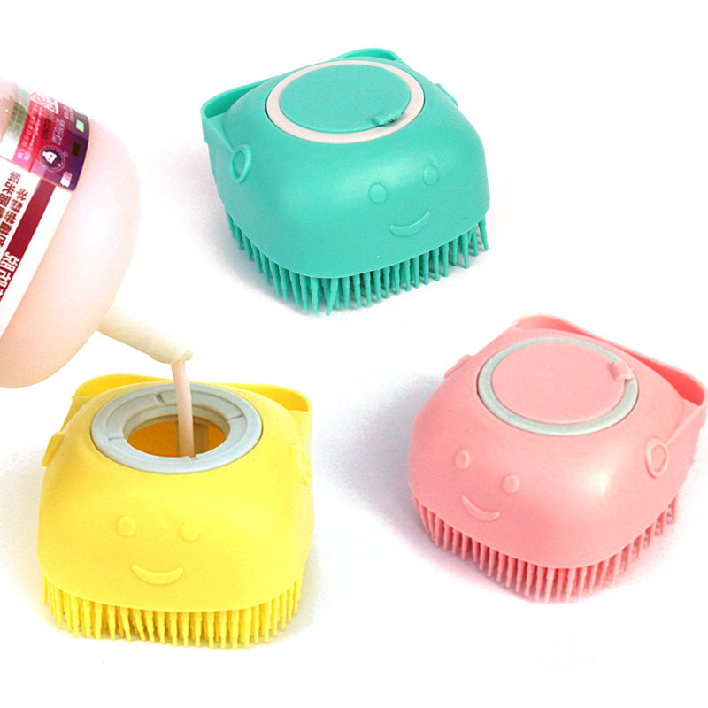Silicone Dog Bath Massage Gloves Brush Pet Cat Bathroom Cleaning Tool Comb Brush For Dog Can Pour Shampoo